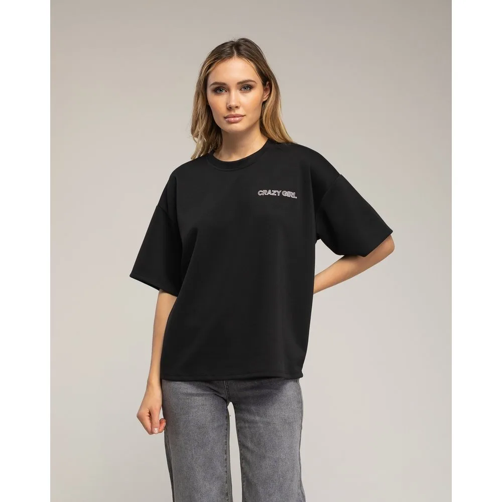 Top de mujer de manga corte con texto crazy girl - Tantra - FashionsVida