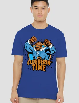 Unisex Fantastic Four Thing Clobberin' Time T-Shirt, Heather Royal in Blue Size: Large - Blue - Size: L - Marvel - FashionsVida