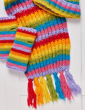 Rainbow Stripe Knitted Scarf - Natural Collection Select - FashionsVida