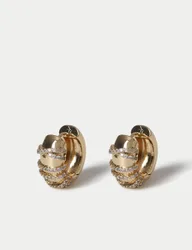 Cubic Zirconia Wrap Hoop Earrings Gold female