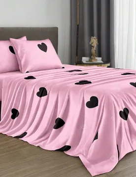 Juego de ropa de cama de 4 piezas con patrón de mármol negro, 1 sábana ajustada + 1 sábana plana + 2 fundas de almohada Juego de protector de colc - Shein - FashionsVida