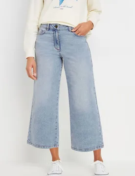 Women's Light Wash Wide Leg Cropped Jeans in Blue Size: 18 - Blue - Size: 18 - M&Co - FashionsVida
