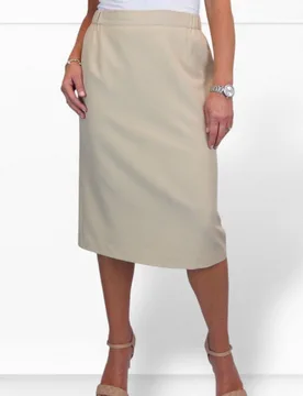 Women's Tailored Midi Pencil Skirt in Beige Size: 18 - Beige - Size: 18 - Paulo Due - FashionsVida