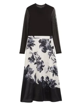 Women's Selnaa Long Sleeve Crew Neck Regular Fit Midi Dress in Black Size: 8 - Black - Size: 8 - Ted baker - FashionsVida