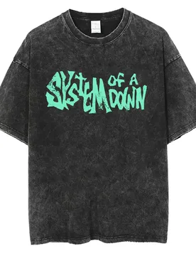 System of A Down Vintage Washed T-shirt Men Women Rock Oversized T-shirts Men's 90s Alternative Metal Merch T Shirts Streetwear - Aliexpress - FashionsVida