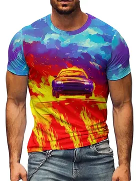 Men's Cool Lightweight 3D Printed Short-Sleeve T-Shirt - Party Event, Full-Body Print - Aliexpress - FashionsVida