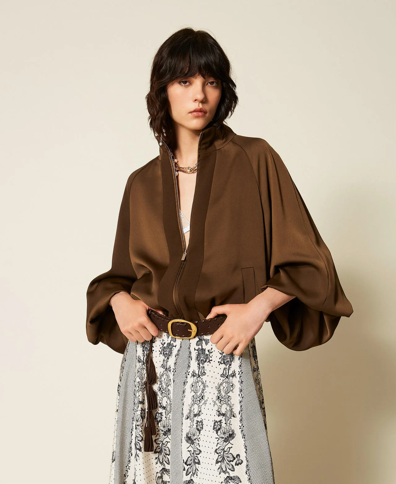 Veste ballon en envers satin - TWINSET - FashionsVida