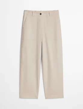 Pantalones rectos de mujer de cañón de sarga de algodón cepillado - MARC O'POLO - FashionsVida