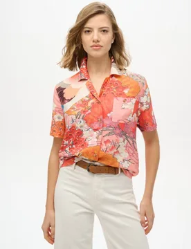 Superdry Damen Beach Resort Hemd Pink - Größe: 40 - 49.99 - FashionsVida