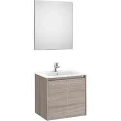 Conjunto de baño con mueble con 2 puertas y espejo con luz LED Tenet