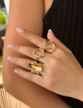 Pcs/Set Vintage Gold Color Smooth Surface Irregularity Hollow Out Ring Set for Women Geometry Design Ring Paty Jewelry Gifts - Aliexpress - FashionsVida
