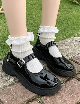 Women's Luxury Beaded Mary Jane Leather Shoes Spring/Autumn Fashion Comfortable Elegant Flat Black Walking Shoes Zapatos Mujer - Aliexpress - FashionsVida