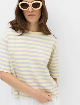 Pure Cotton Boxy T-Shirt Yellow Mix female - M&S - FashionsVida
