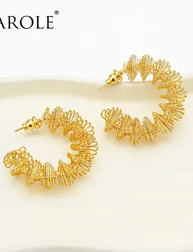 VAROLE Exaggerated C-Shape Hoop Earrings Women Punk Stainless Steel Pendiente Boucle D'oreille Fashion Statement Jewelry - Aliexpress - FashionsVida