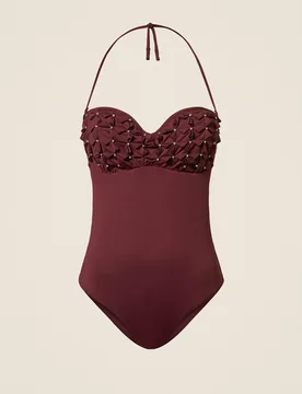 Maillot de bain une pièce avec broderie origami et strass - TWINSET - FashionsVida