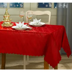 Tischdecke "Rosen-Jacquard" rot, 130 x 220 cm