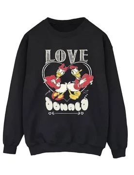 Women's Donald Duck Valentine Sweatshirt in Black Size: Medium - Black - Size: M - Disney - FashionsVida