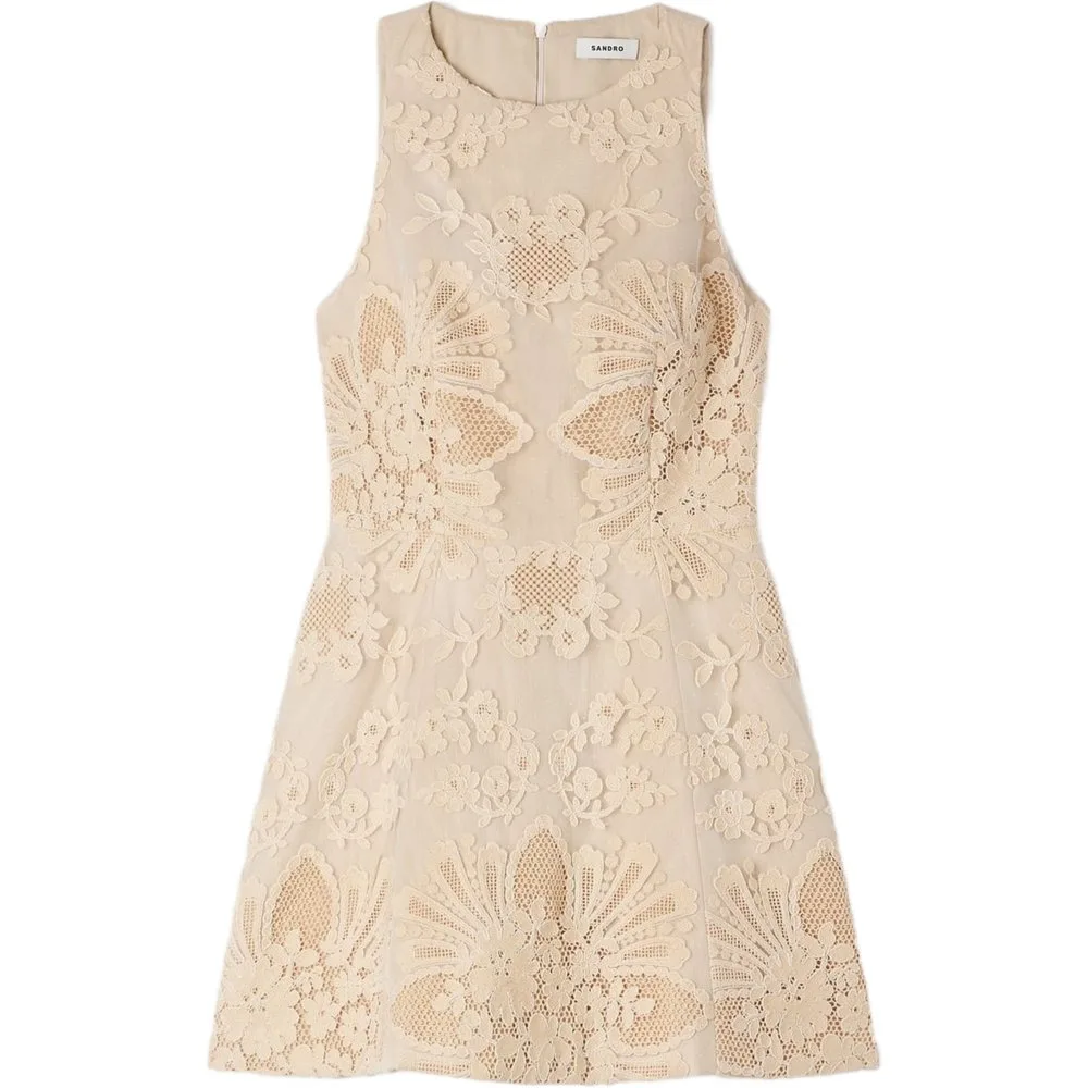 Vestido corto de guipur floral - sandro - FashionsVida