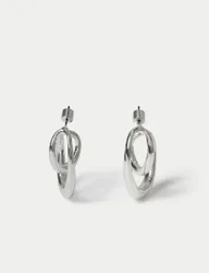 Iregular Loop HoopEarrings Silver female