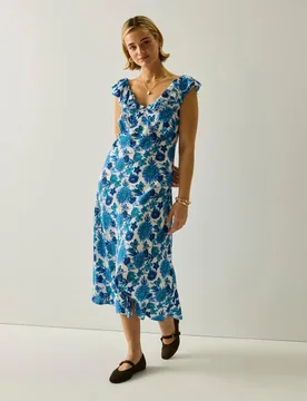 Camberina Floral Ruffle Midi Slip Dress Blue Mix female - Regatta - FashionsVida