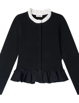 Cárdigan de punto de mujer con peplum y cuello victoriano desmontable - sandro - FashionsVida