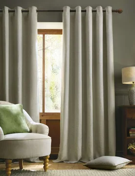 Milbourne Herringbone Eyelet Curtains Grey Mix - Laura Ashley - FashionsVida