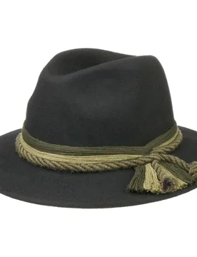 Korfaden Tyrolean Hat by - black - Size: 56 cm - Lodenhut Manufaktur - FashionsVida