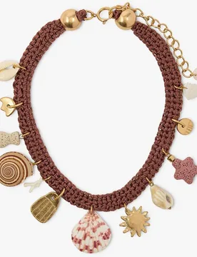 Collar de tela corto con charms decorativos - Parfois - FashionsVida