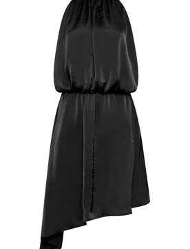 Women's Petite Halter Neck Satin Dress in Black Size: 6 - Black - Size: 6 - PixieGirl - FashionsVida