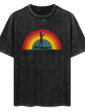 Woman Stand Up Paddle Board - SUP - Vintage Half Circle T-Shirt Classic Basic Casual T-Shirt - Aliexpress - FashionsVida