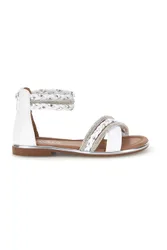 Sandali bianchi con fasce incrociate glitter e cerniera 15023 33