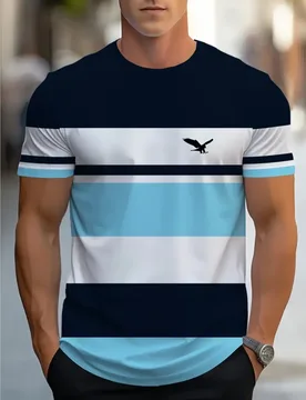 Men's Shirts And Tank Tops Striped Short Sleeves Contrast Printed Shirts For Man All-match Simple Style Comfortable Fashion Slim - Aliexpress - FashionsVida