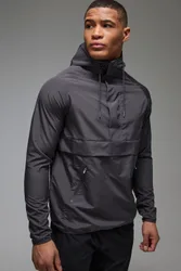 Mens Man Active Gym Regular Fit Windbreaker - Charcoal Nylon - Size Small