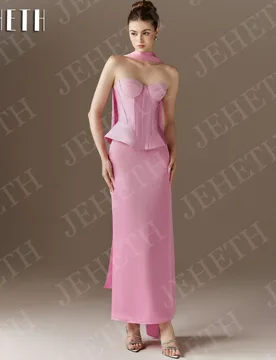 JEHETH Evening Dresses Sexy Strapless Sleeveless Prom Satin Wedding Guest Party Dress Ankle Length Customized robe de soirée - Aliexpress - FashionsVida