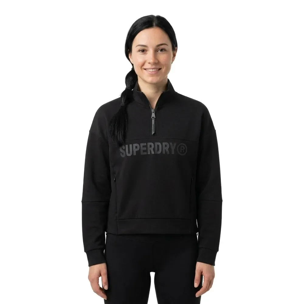 Felpa Con Mezza Zip Active Tech Logo Relaxed Black L - Superdry - FashionsVida