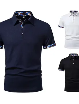 American Men's Bottoming Shirt Color Scheme New Men's Color Matching Lapel Sports Short-sleeved T-shirt - Aliexpress - FashionsVida