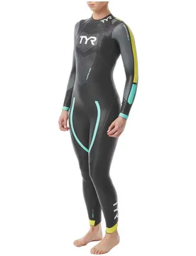 Hurricane Cat-2 Woman Long Sleeve Neoprene Wetsuit Black / Yellow / Turquoise XS Women - TYR - FashionsVida