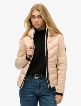 Superdry Damen Storm Hybridstrickjacke mit Kapuze Beige - Größe: 42 - 139.99 - FashionsVida