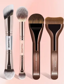 Juego de 2/4/8 piezas de brochas de maquillaje de fibra sintética suave, que incluye brocha para rostro, brocha para polvo, brocha para rubor, brocha - Shein - FashionsVida