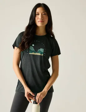 Women's Fingal Short Sleeved Graphic T-Shirt in Dark Grey Size: 14 - Dark Grey - Size: 14 - Regatta - FashionsVida