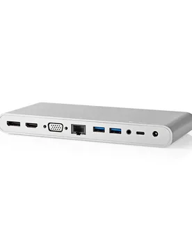 Station D´accueil Cctb64991al02 Usb 3.2 Gen 1 Usb-c M-dp F/rj45 F/hdmi/vga F/f/2x Usb-c/4x Usb-a Nickelé Tressé 2x 3.5mm 0.2 M White One Size unise - Nedis - FashionsVida