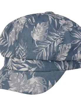 Allover Leaves Newsboy Cap by - denim - Damen - Size: S (55-56 cm) - Lipodo - FashionsVida