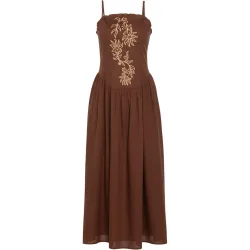 Vestido midi de tirantes con bordados
