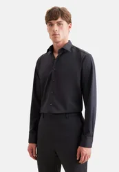 Regular Performance-Hemd Uni Schwarz 48