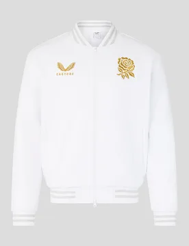 England Rugby x Undefeated x Unisex Bomber Jacket - White WHITE 4XL unisex - Castore - FashionsVida