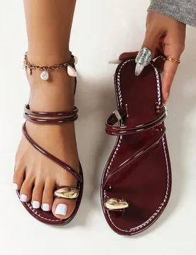 Zapatos de verano para mujer negros, doble uso, estilo popular de hada, planos, sandalias de playa de moda con punta abierta CN39 - Shein - FashionsVida