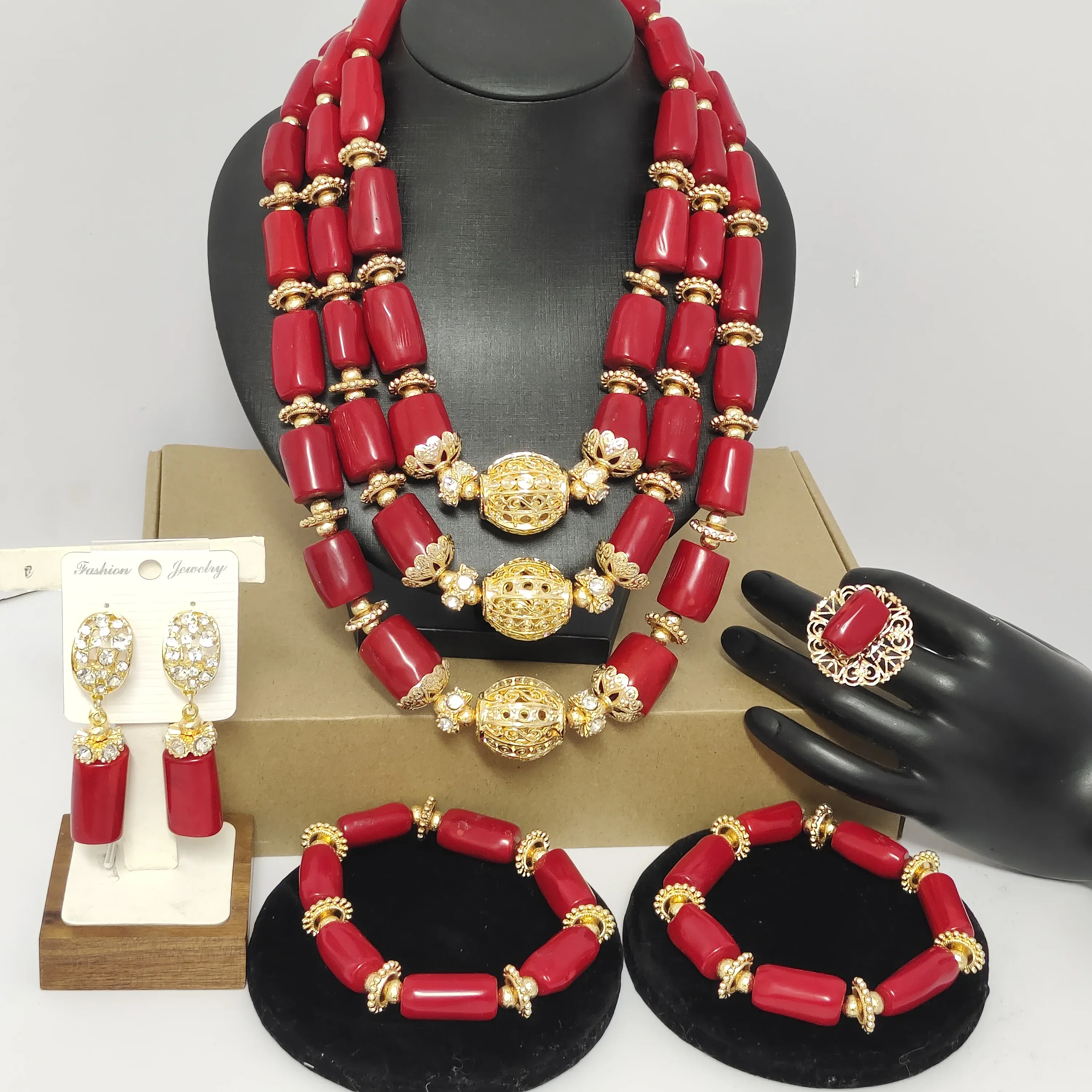 Red Coral Bead Jewelry Set Real - Aliexpress - FashionsVida