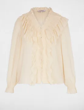 Camisa de mujer fluida con cuello en v - Morgan - FashionsVida