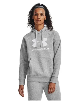 Sweat à Capuche Rival Fleece Big Logo Mod Gray Light Heather / White M - Under armour - FashionsVida