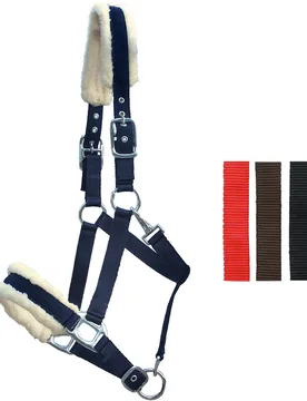 Halfter Plüsch Nylon, rot/natur COB - Euroriding - FashionsVida